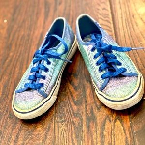 Sparkle Keds, size 1 with blue laces